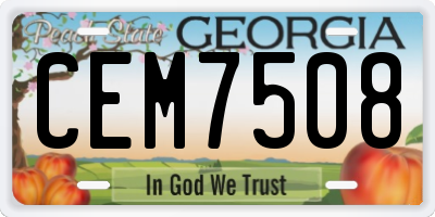 GA license plate CEM7508