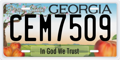 GA license plate CEM7509