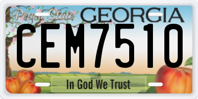 GA license plate CEM7510