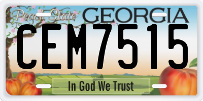 GA license plate CEM7515