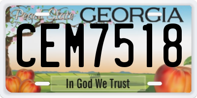 GA license plate CEM7518