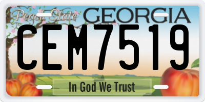 GA license plate CEM7519