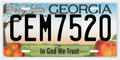 GA license plate CEM7520