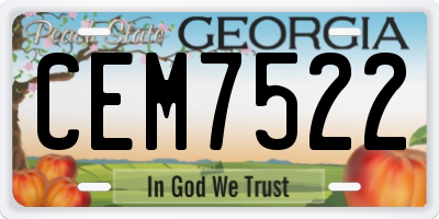 GA license plate CEM7522