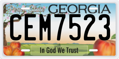 GA license plate CEM7523