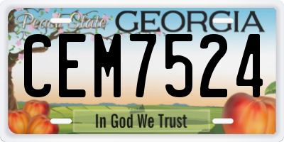 GA license plate CEM7524