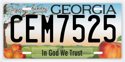 GA license plate CEM7525