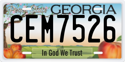 GA license plate CEM7526