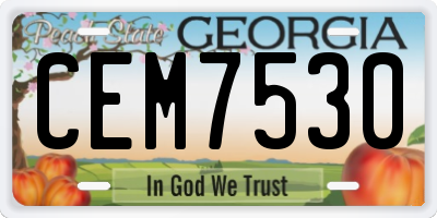 GA license plate CEM7530