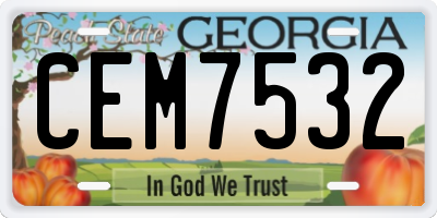 GA license plate CEM7532