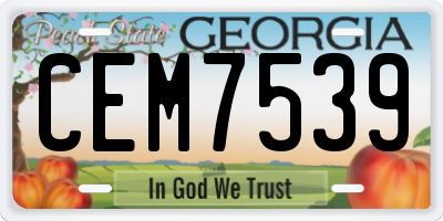 GA license plate CEM7539