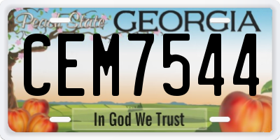 GA license plate CEM7544