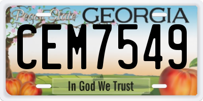 GA license plate CEM7549