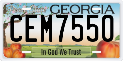 GA license plate CEM7550
