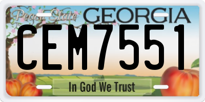 GA license plate CEM7551