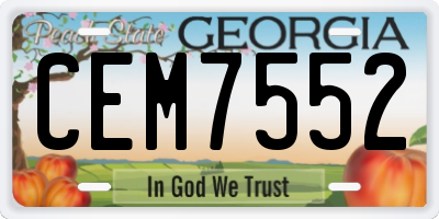 GA license plate CEM7552