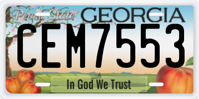 GA license plate CEM7553
