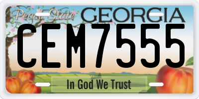 GA license plate CEM7555