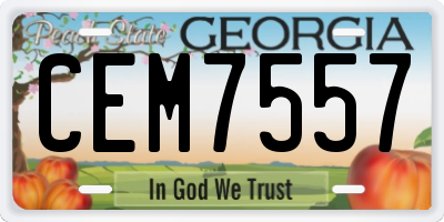 GA license plate CEM7557