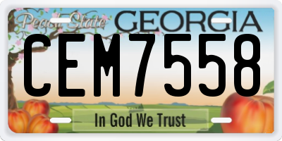 GA license plate CEM7558