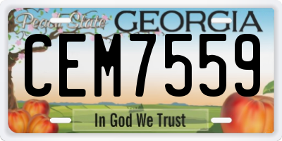 GA license plate CEM7559