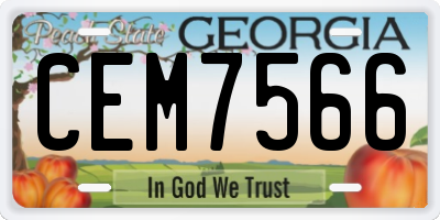 GA license plate CEM7566
