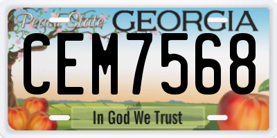 GA license plate CEM7568