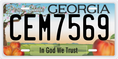 GA license plate CEM7569