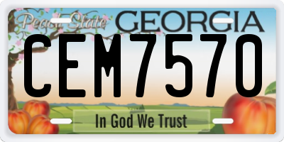 GA license plate CEM7570