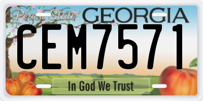 GA license plate CEM7571