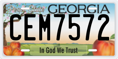 GA license plate CEM7572