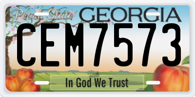 GA license plate CEM7573