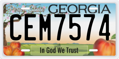 GA license plate CEM7574