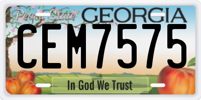 GA license plate CEM7575