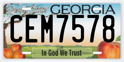 GA license plate CEM7578