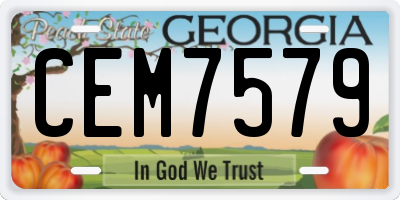 GA license plate CEM7579
