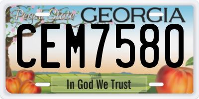 GA license plate CEM7580