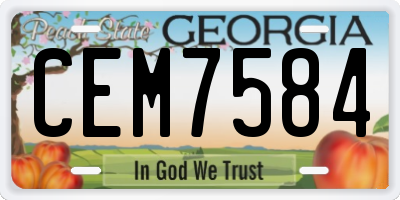 GA license plate CEM7584