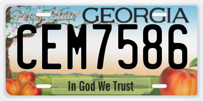 GA license plate CEM7586