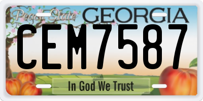 GA license plate CEM7587