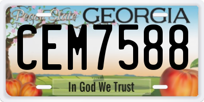 GA license plate CEM7588