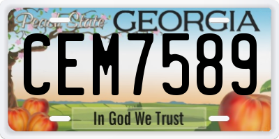 GA license plate CEM7589