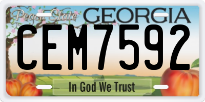 GA license plate CEM7592