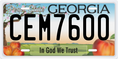 GA license plate CEM7600