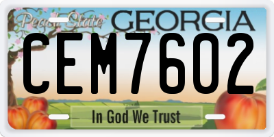 GA license plate CEM7602