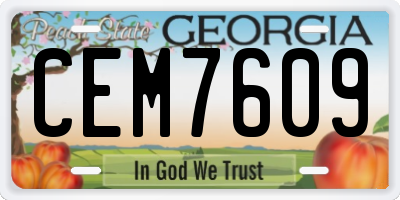 GA license plate CEM7609