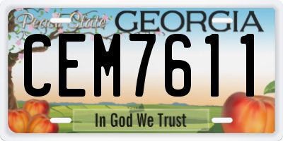 GA license plate CEM7611