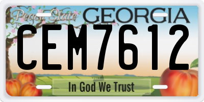GA license plate CEM7612