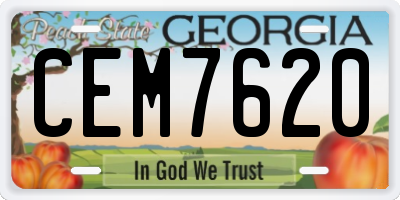 GA license plate CEM7620