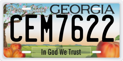 GA license plate CEM7622